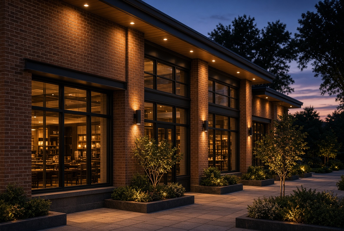 Commercial storefront at dusk